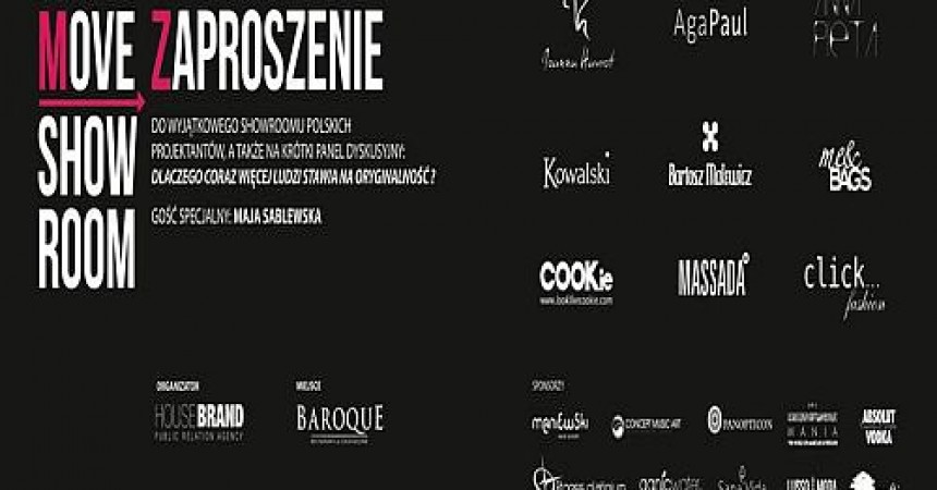 Klub Baroque zaprasza na MOVE showroom z Mają Sablewską Klub Baroque zaprasza na MOVE showroom z Mają Sablewską