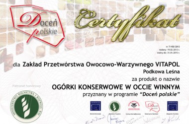 Certyfikatem „Doceń polskie” nagrodzono 450 produktów
